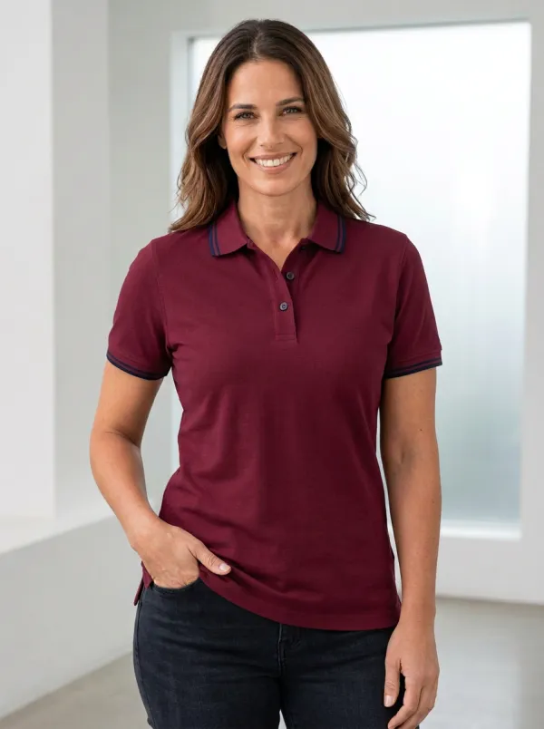 Women's Modern Contrast-Trim Polo Shirt