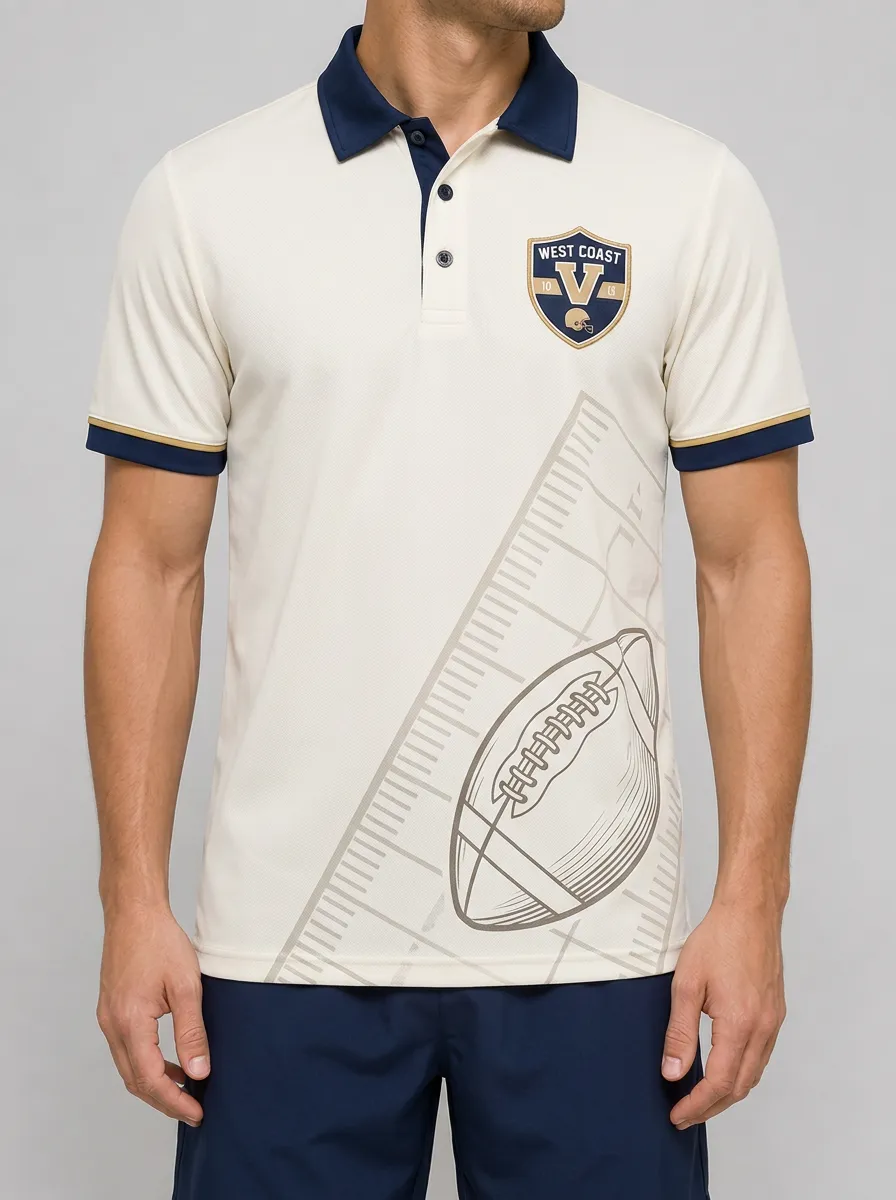 Men's West Coast Football Lover American Football Printed Polo Shirt