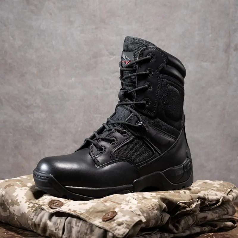 Men’s Tactical Research Leather Boots – Breathable, Durable & Non-Slip Work Footwear