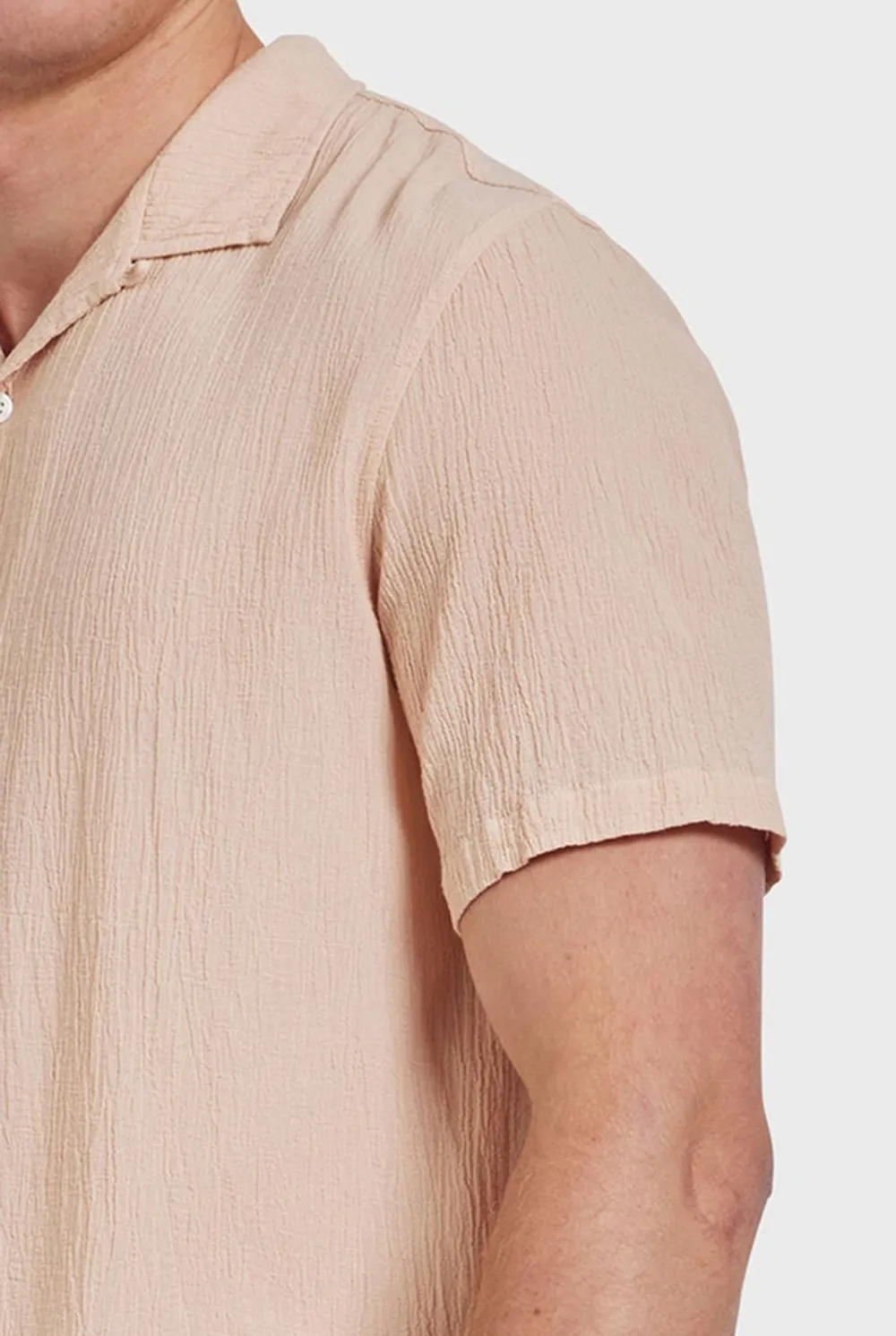 Peach Textured Short Sleeve Shirt