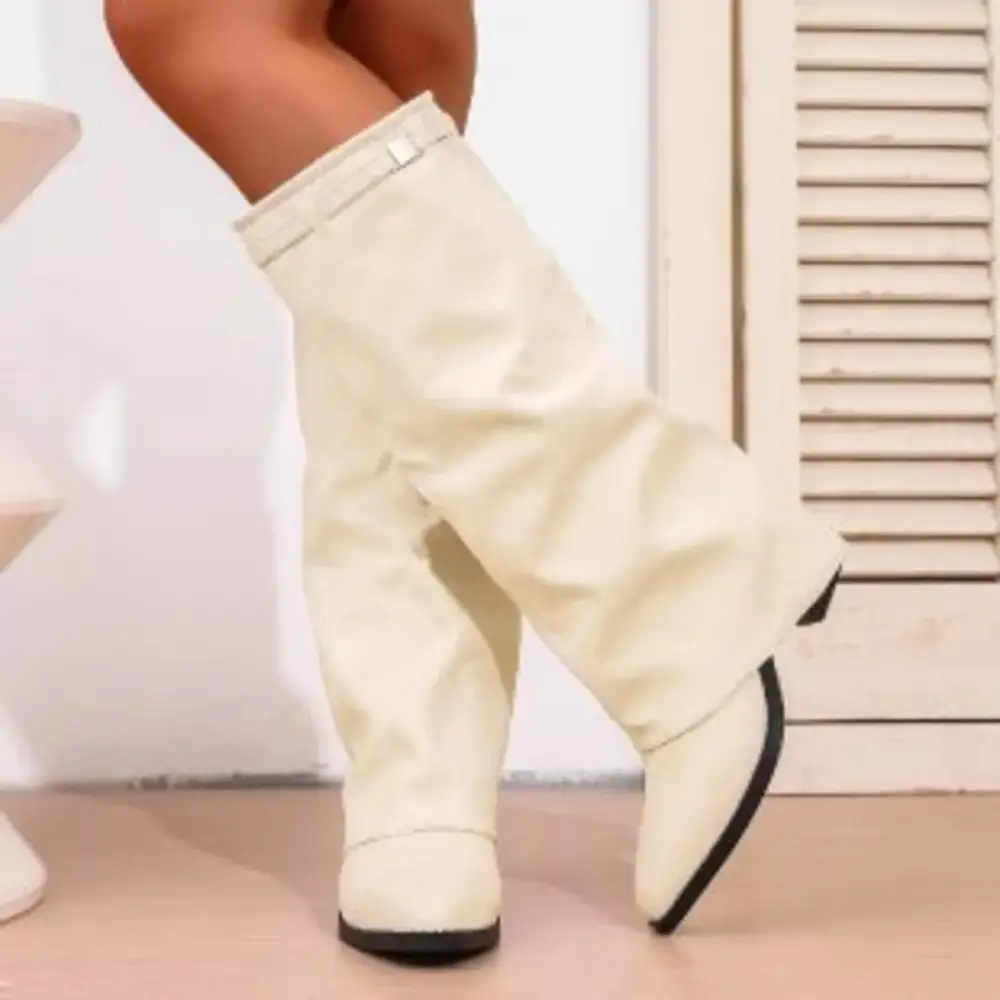 Point Toe Block Heels Boots