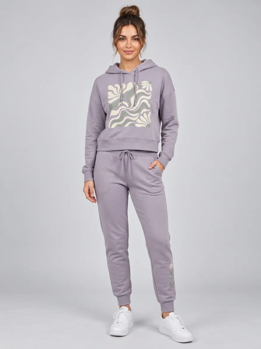 Women's Dusty Purple Solid Hoodie & Pants Set
