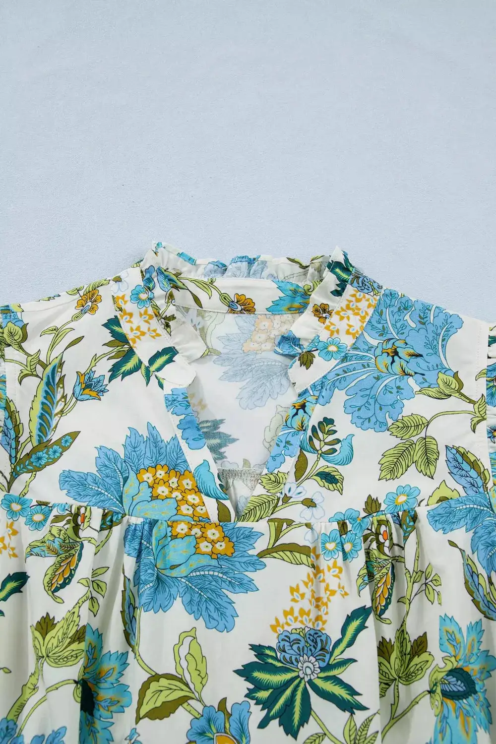 Floral Printed V Neck Mini Dress