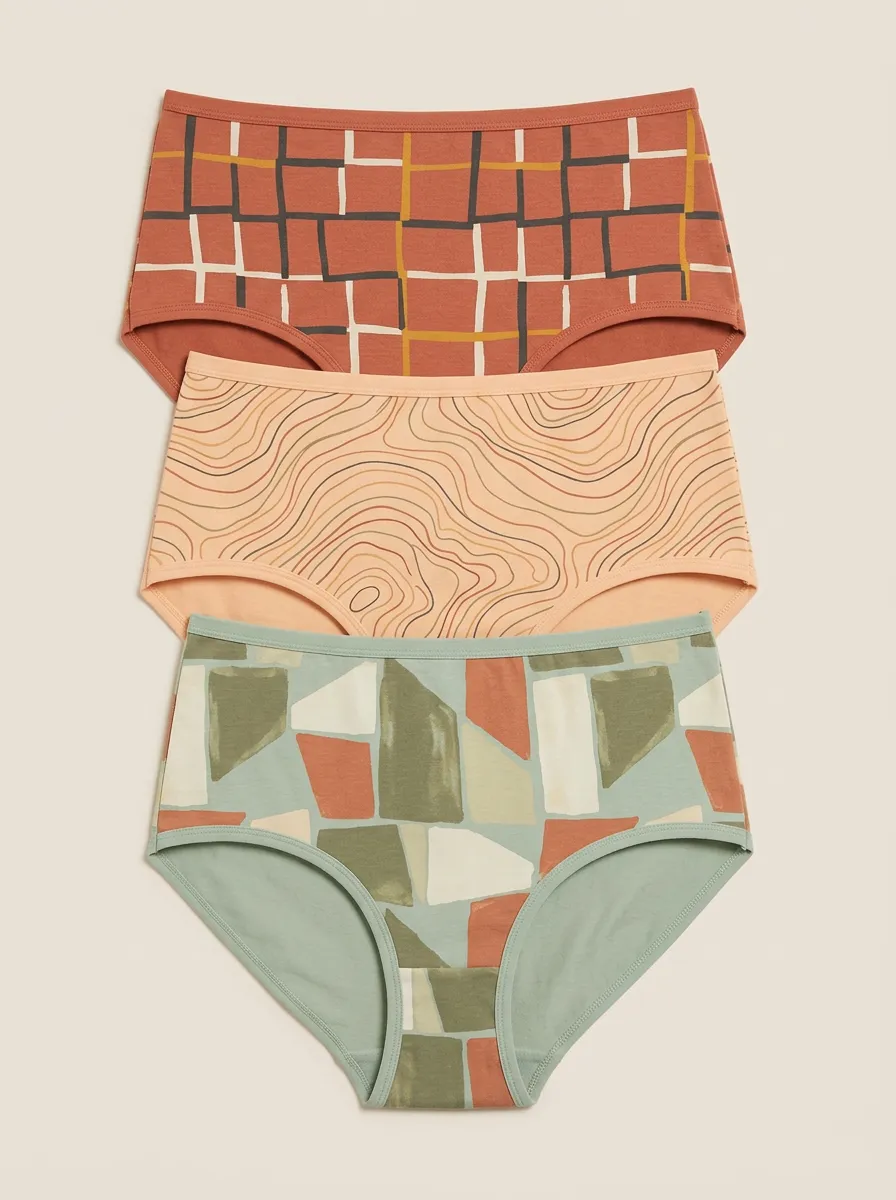 Women's Abstract Geometric Topographic Print 3-Pack Briefs