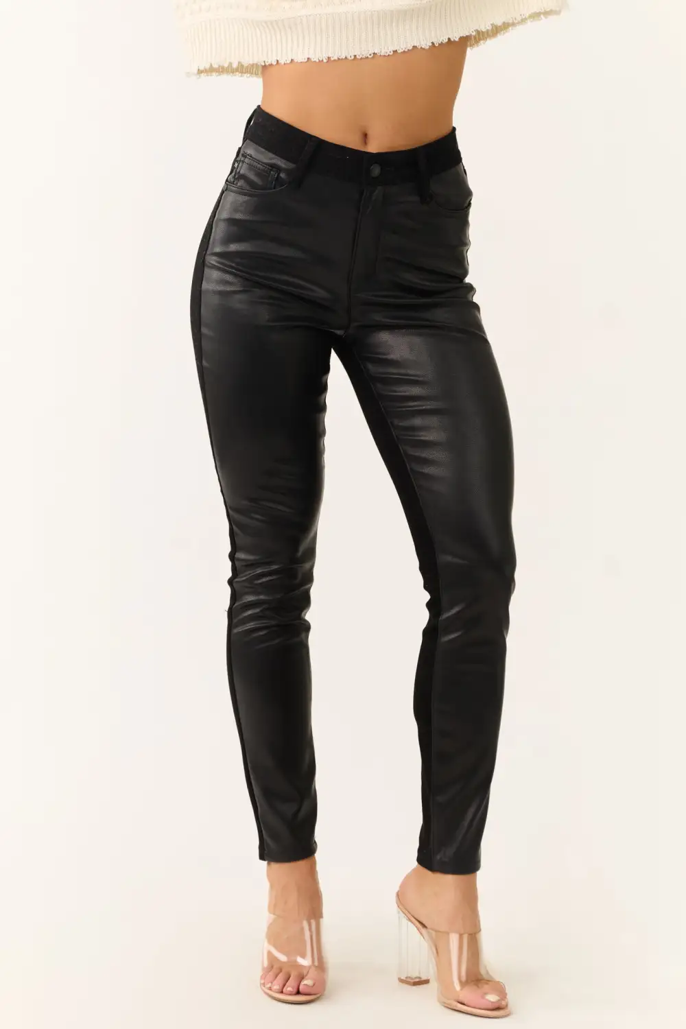 Black Faux Leather Skinny Jeans