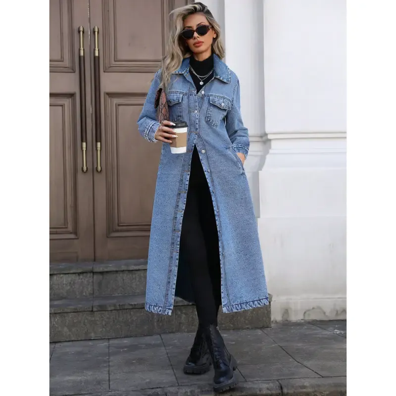 Women's Button Front Denim Coat