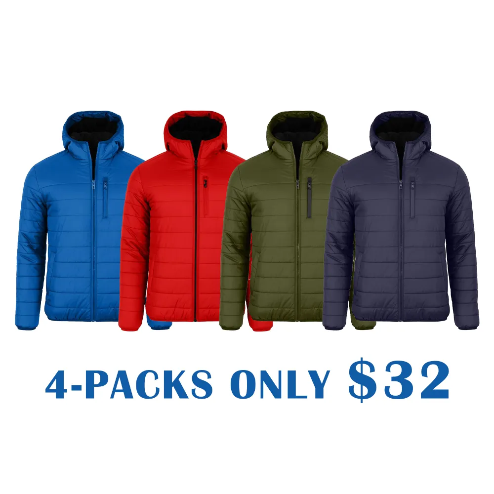 Men’s Sherpa Fleece–Lined Hooded Puffer Jacket – Classic Warm Winter Coat