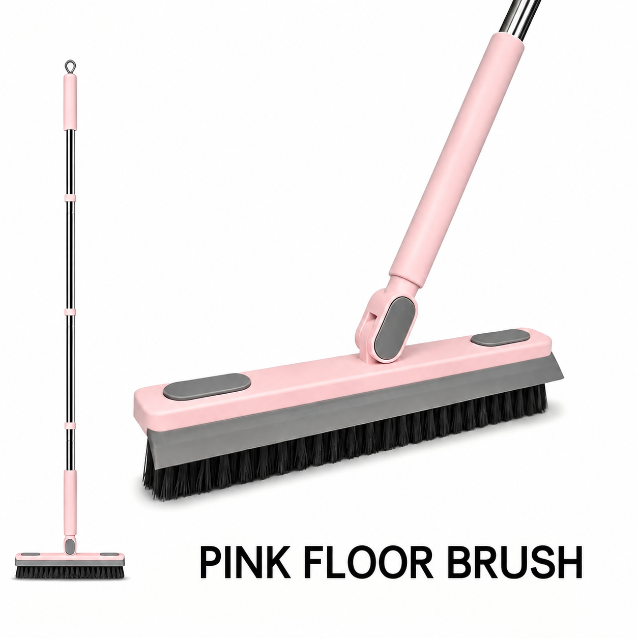 360-Degree Rotating Gap Cleaning Brush - Extendable Adjustable Floor & Track Cleaner - White and Pink Choices