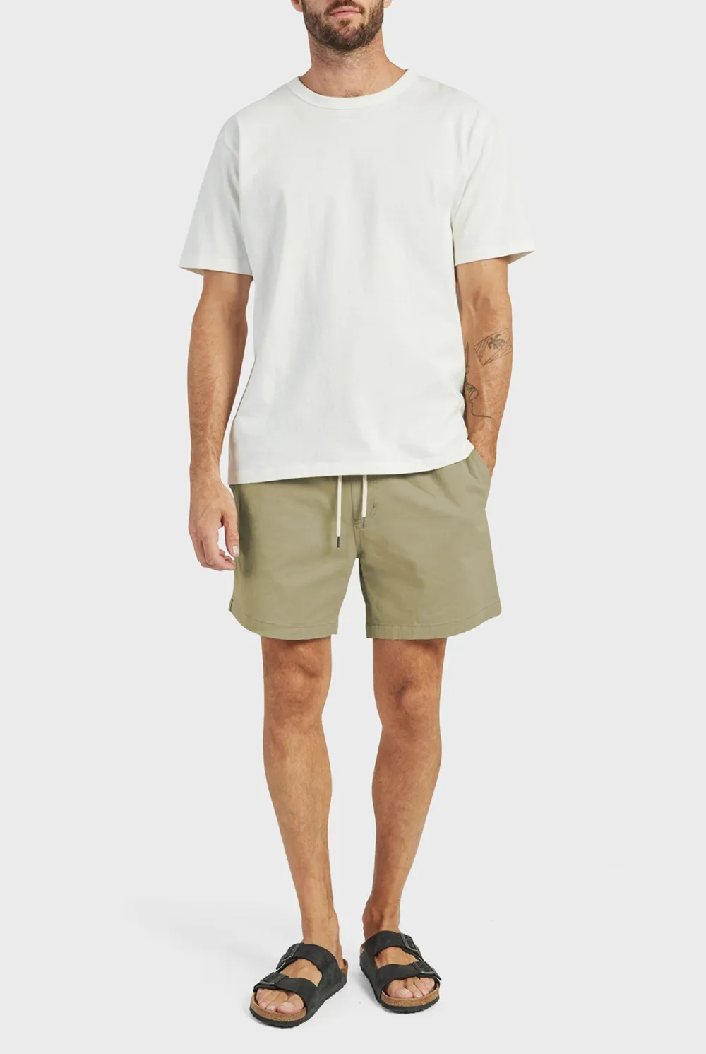 Khaki Cotton Drawstring Short