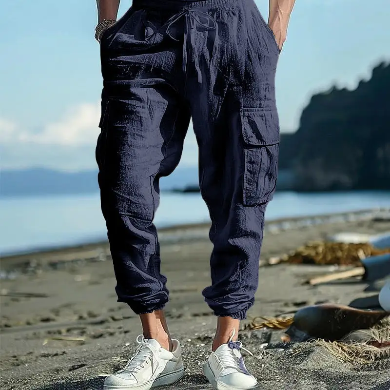 Men's Casual Cargo Waistband Pockets Cargo Pants