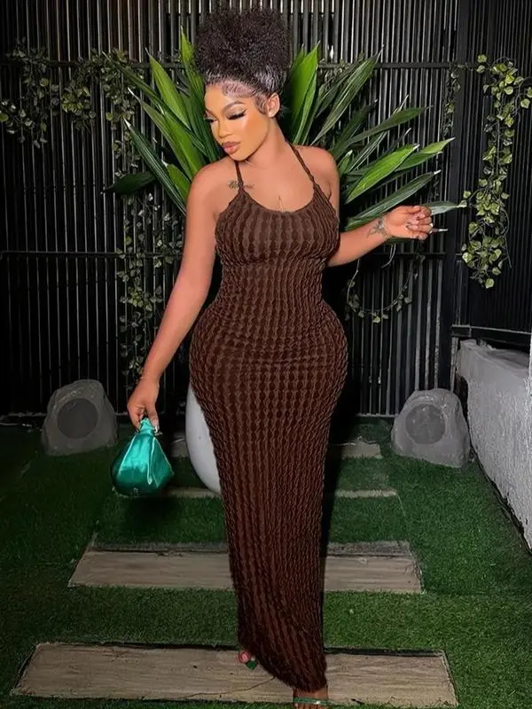 Women's Solid Backless Frill Trim Cami Dress