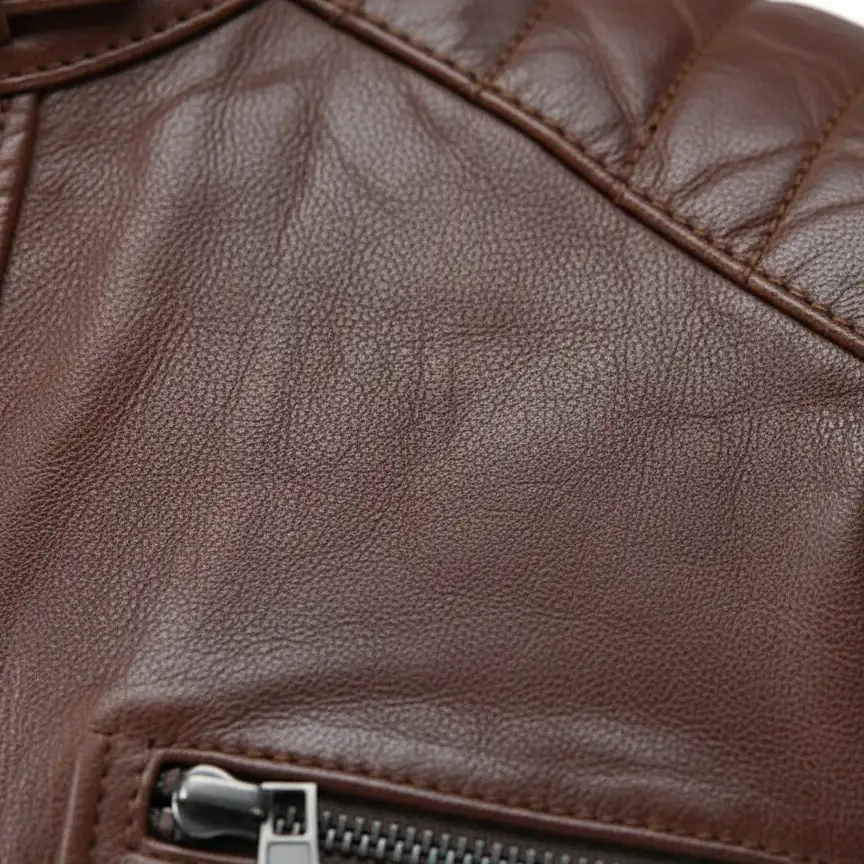 Refined Leather Biker Bomber Multi Pocket Jacket