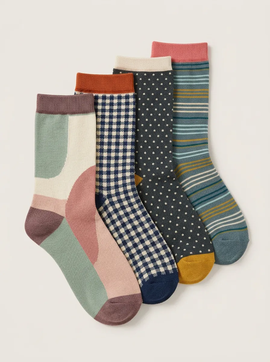 Signature Striped Printed Essential Women's Four Pair Socks