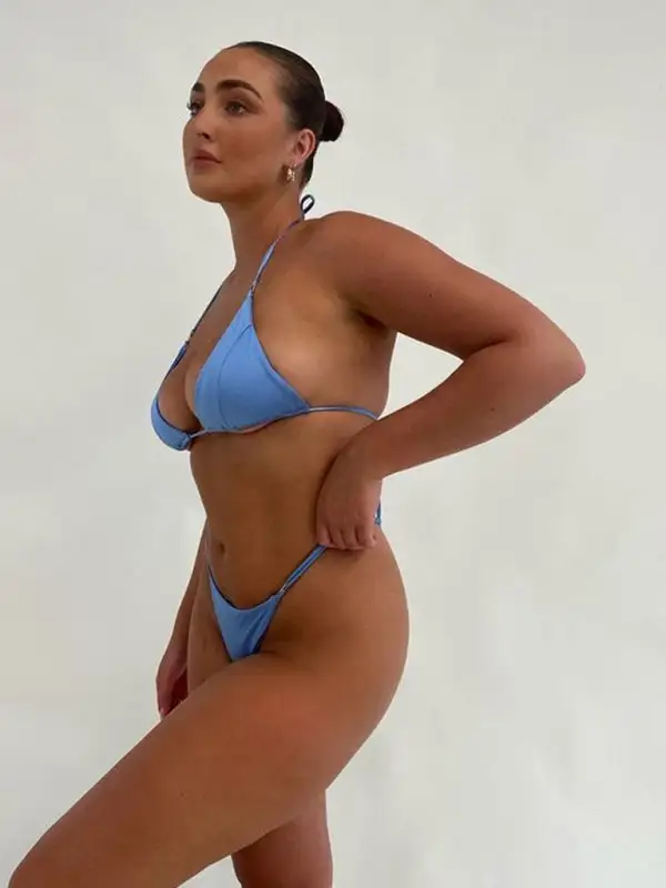 Three Point Split Bikini Top Swim Set