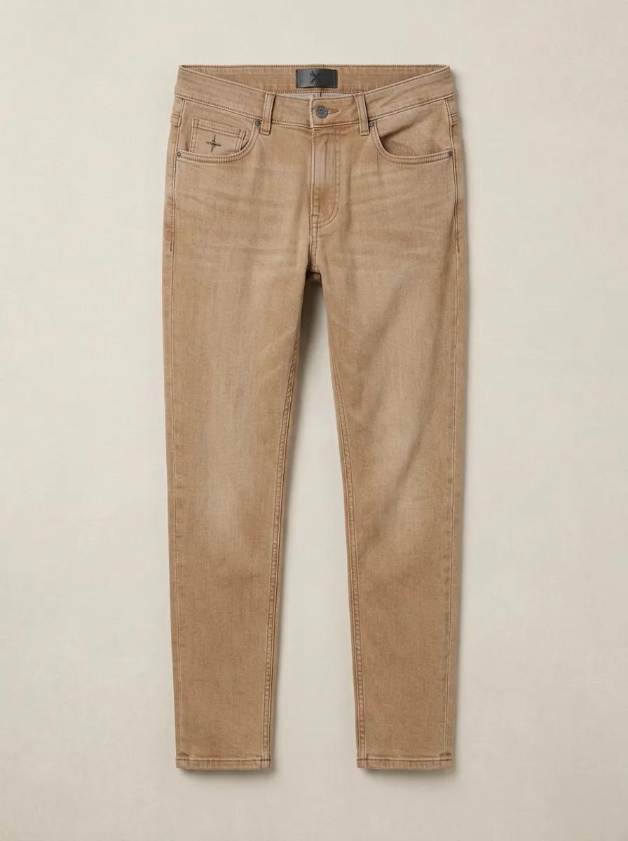 Men's Classic Comfort Cross Logo Embroidered Stretch Denim Jeans