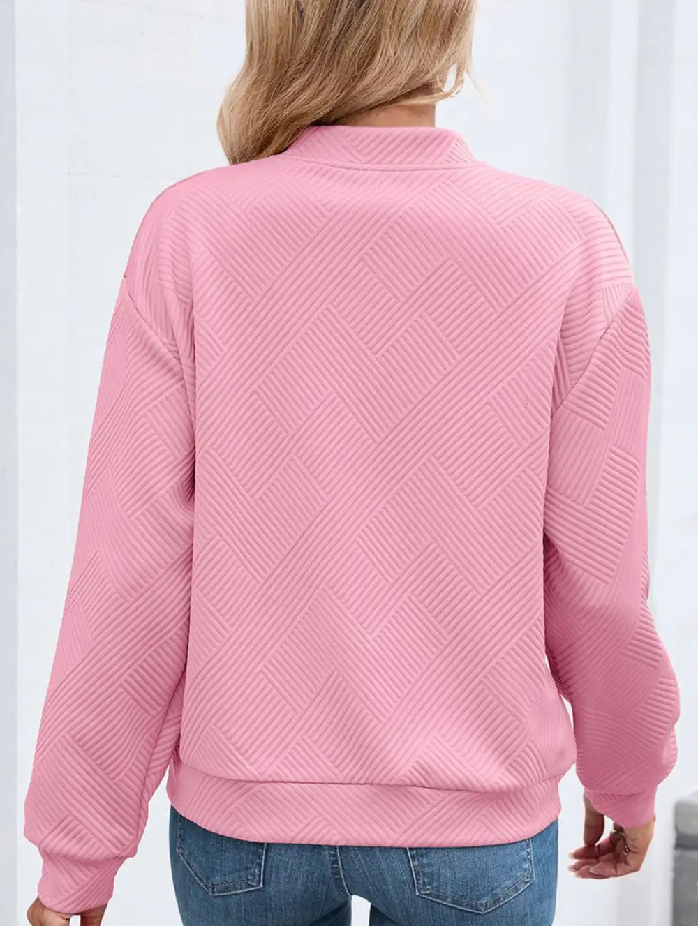 Crew Neck Zipper Loose Long Sleeve Sweatshirt