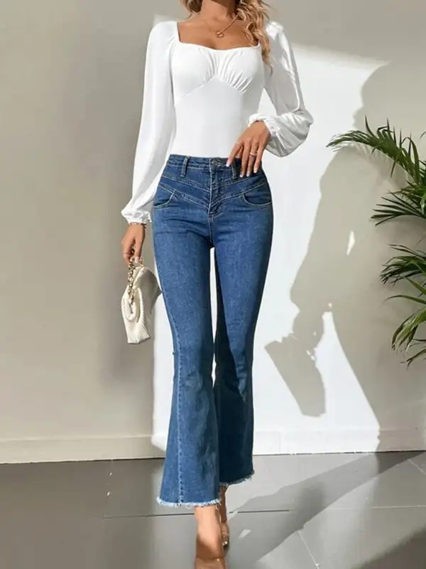 Square Neck Long Sleeved Jumpsuit