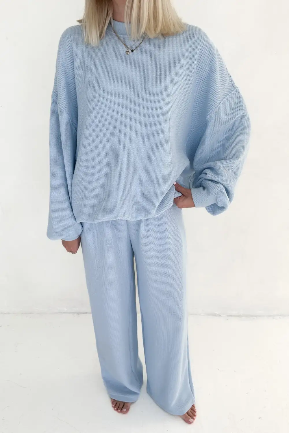 Tailored Waffle Knit Sweatshirt
