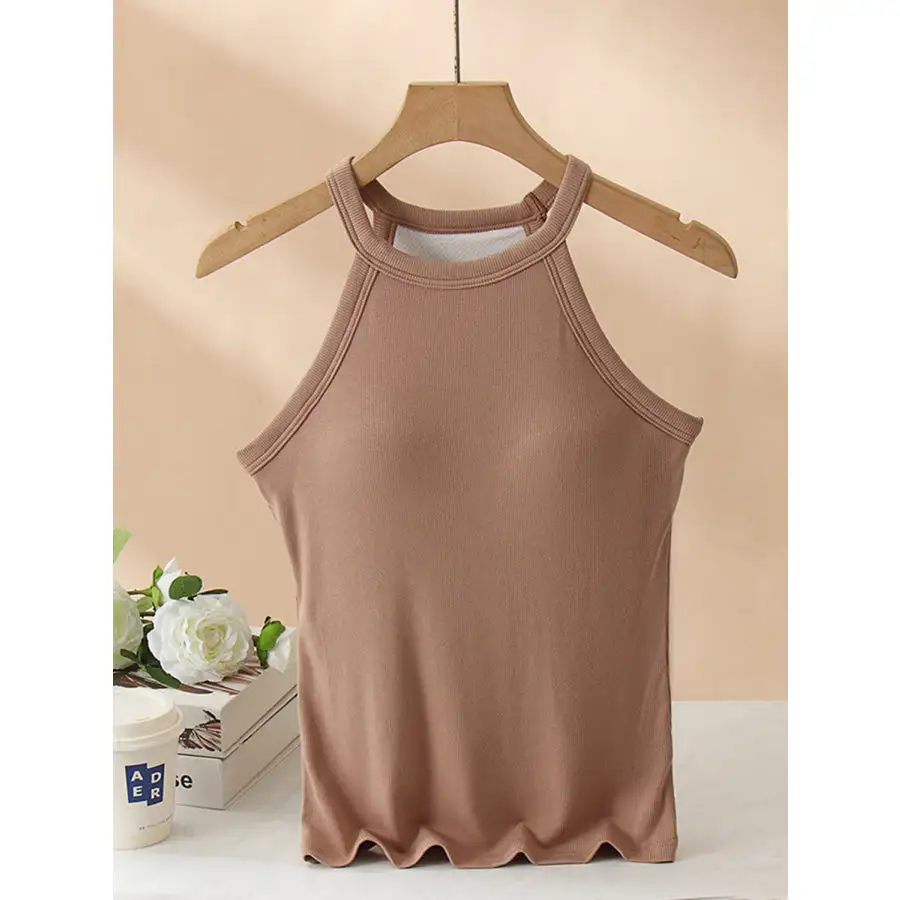 Grecian Neck Tank With Chest Pads