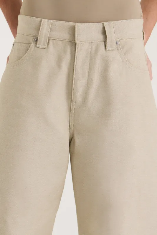 Light Khaki Cotton Carpenter Barrel Pants