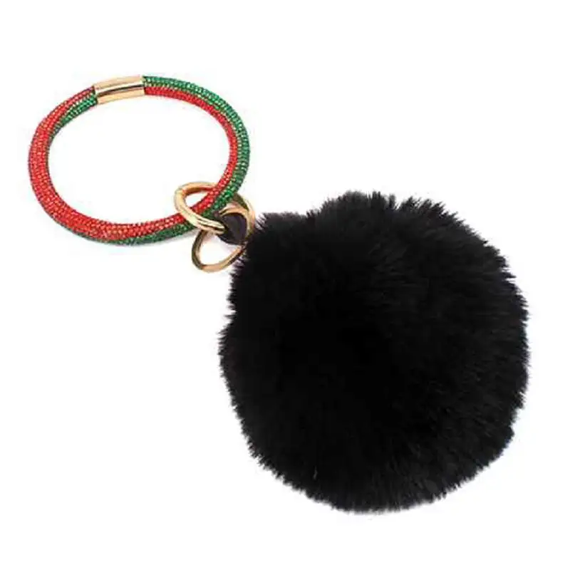 Modern Crystal Pom Pom Keychain