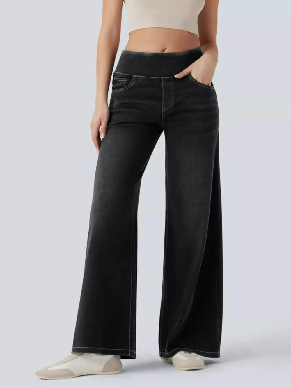 Soft High Waist Wide Leg Denim Jeans