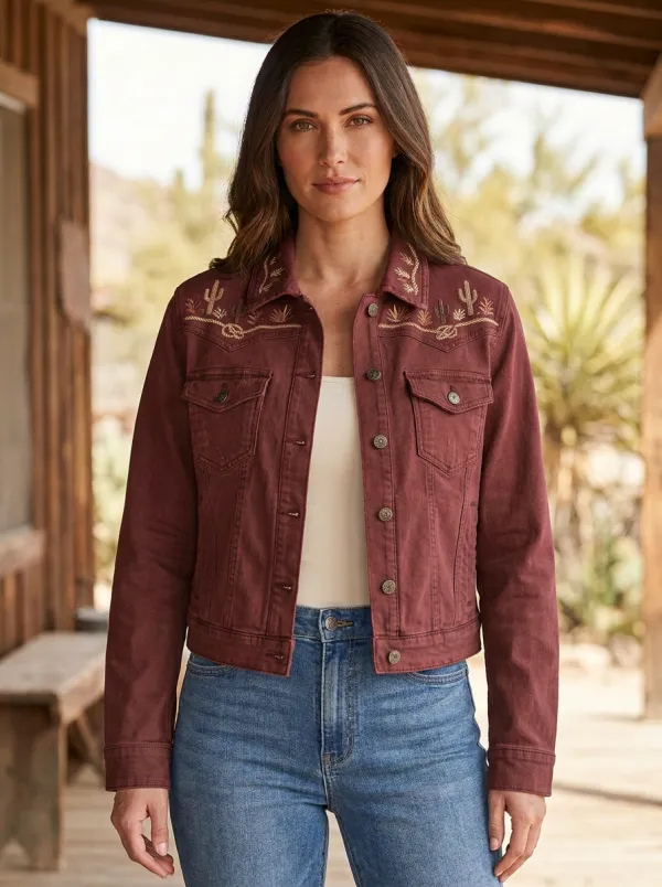 Women's Western Cactus Desert Embroidered Jacket