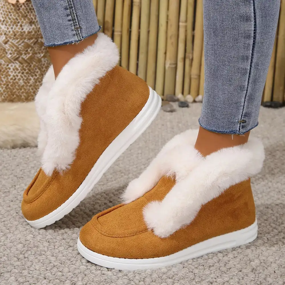 Cozy Fuzzy Trim Ankle Boots