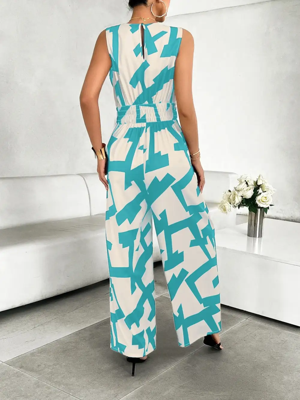 Easygoing Wide Leg Printed Jumpsuit
