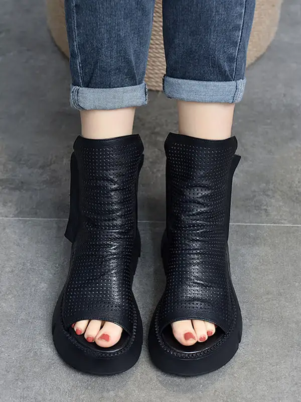 Urban Zip Cutout Platform Heeled Sandals