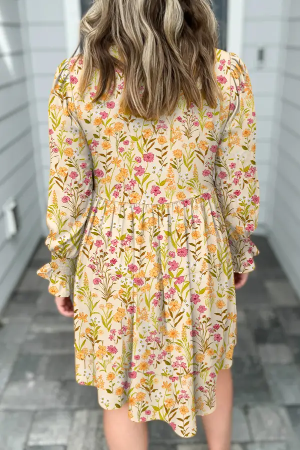 Balanced Detail Floral Printed Ruffle Dress