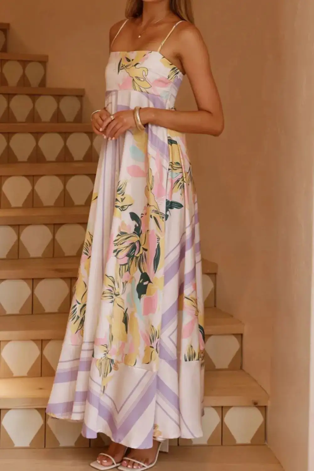 Printed Square Neck Maxi Dress