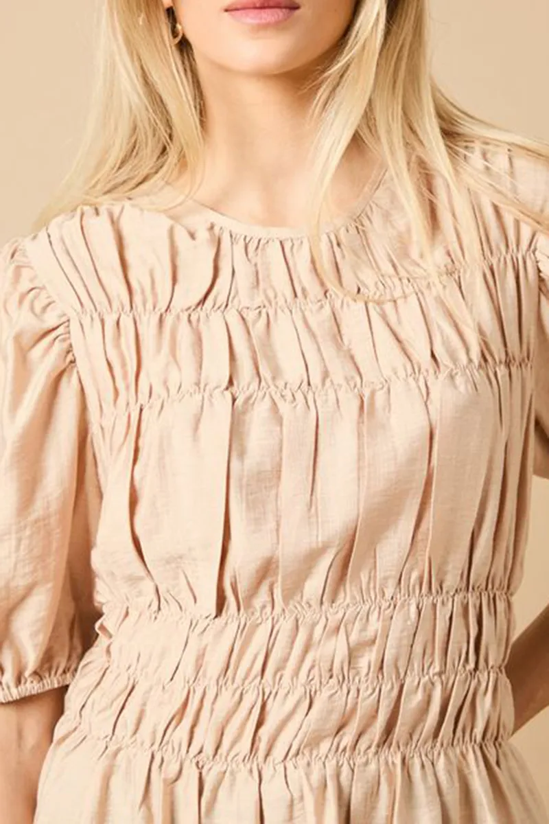 Casual Style Bodice Puff Sleeve Top