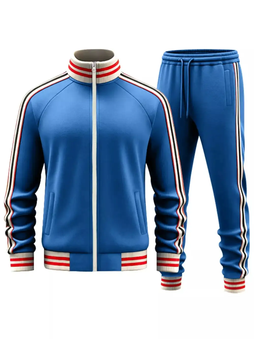 Men's Full Size Striped Zip Up Outerwear
