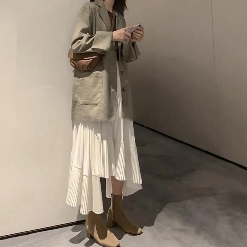 Pleated A-Line Ruffled Skirt