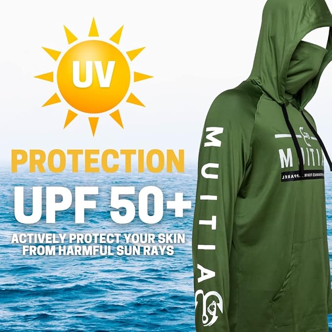 Fishing Shirts for Men Hooded Long Sleeve – UV Sun Protective T-Shirt Tee