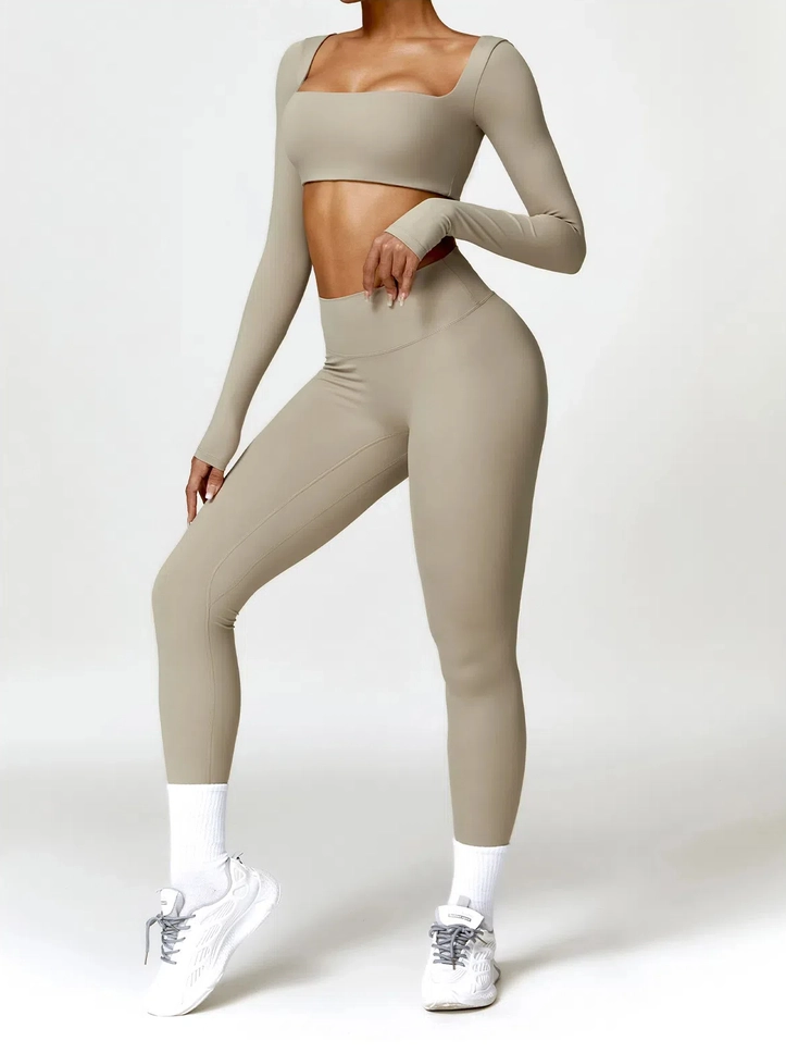 Active Square Long Sleeve Crop & Legging Set