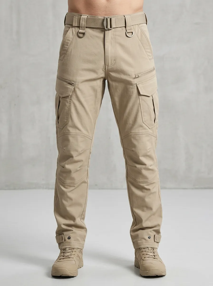 Men's Integrated-Belt Tactical Trousers
