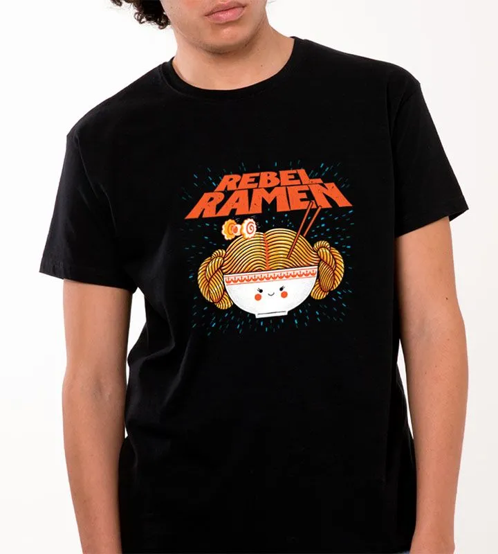 Cartoon Ramen Graphic Black Unisex T-Shirt