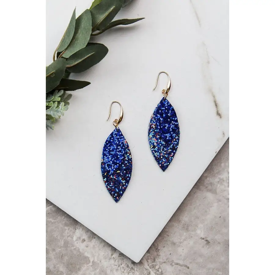 Layered Leaves Glitter Earrings Multiple Colours