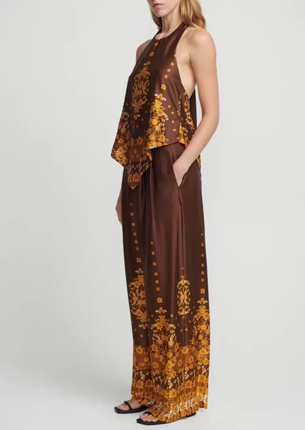 PRINTED WIDE LEG PANTS