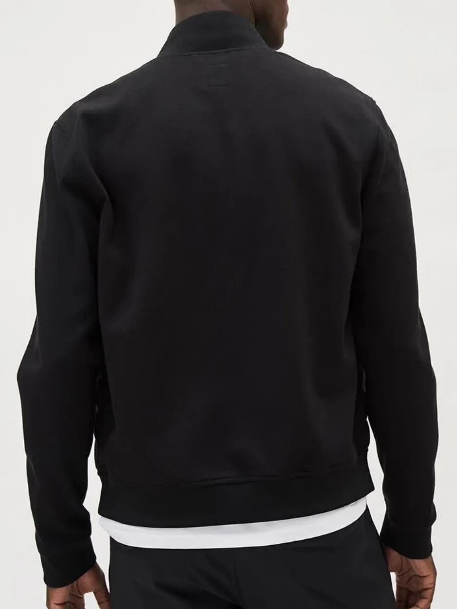 Black Long-Sleeve Mock-Neck Quilted Jacket