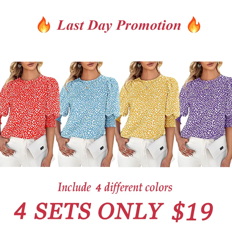 Women's Polka Dot 3/4 Sleeve Blouse