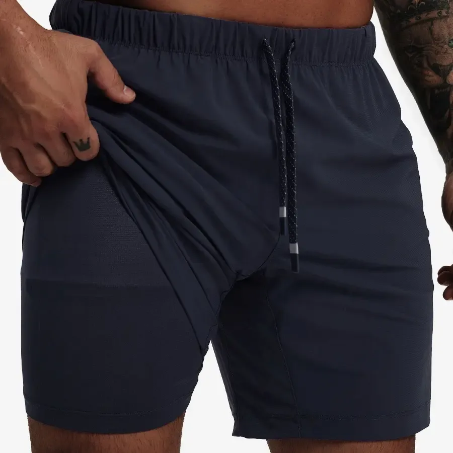 MAELREG Men's 2-in-1 Running Shorts with Liner, Outdoor Hiking Gym Training Shorts, Breathable Athletic Workout Shorts with Towel Hook