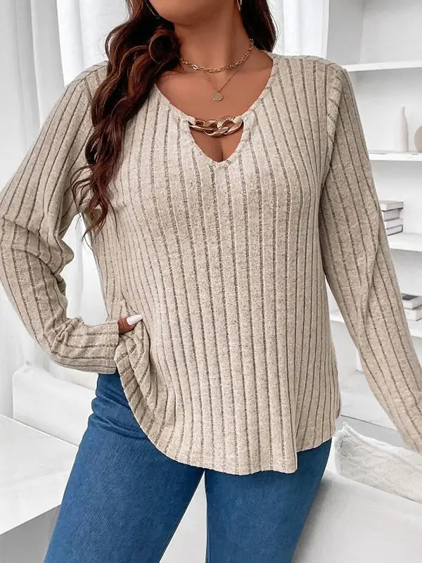 Long Sleeve Relaxed V-Neck T-Shirt