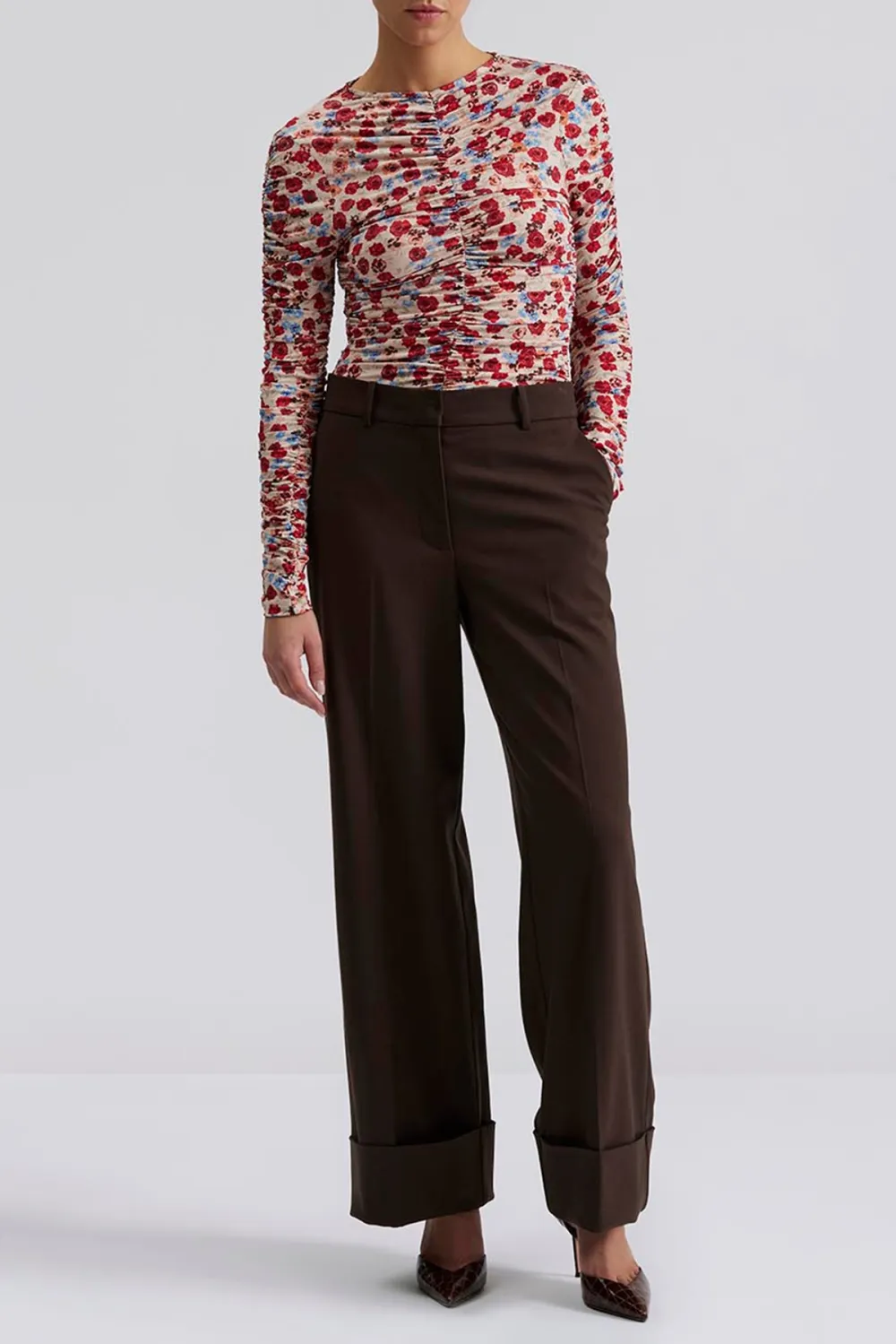 Mid Rise Wide Leg Trousers