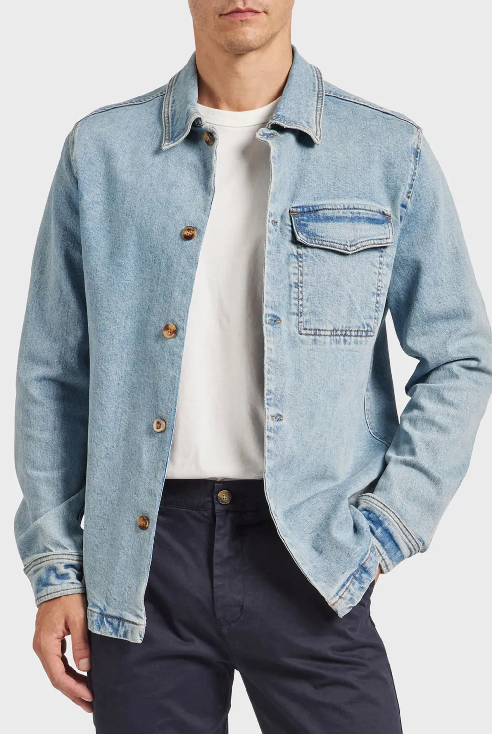 Light Blue Denim Button Down Overshirt