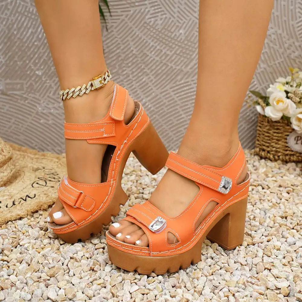 Structured Open Toe Block Heel Sandals