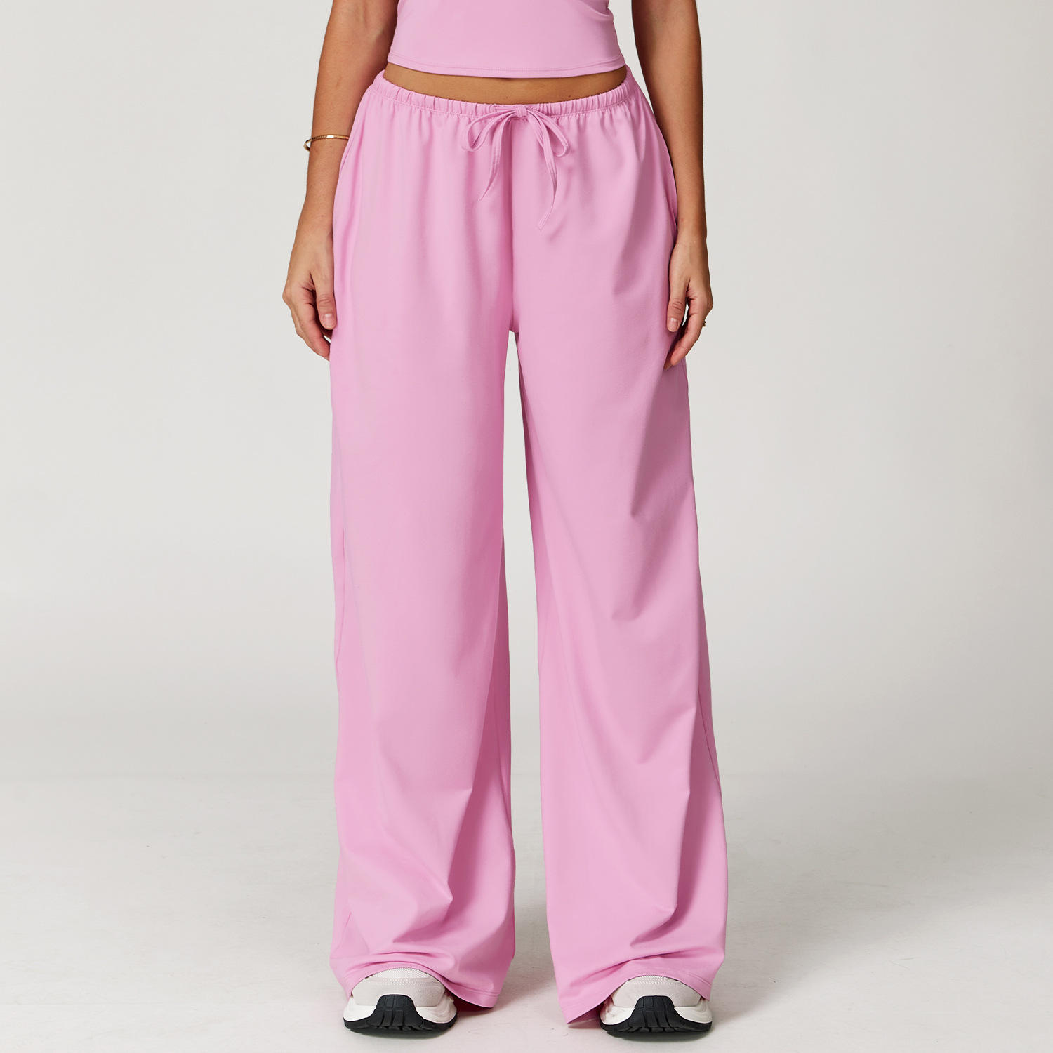 Drawstring Draped Straight Leg Gym & Lounge Pants