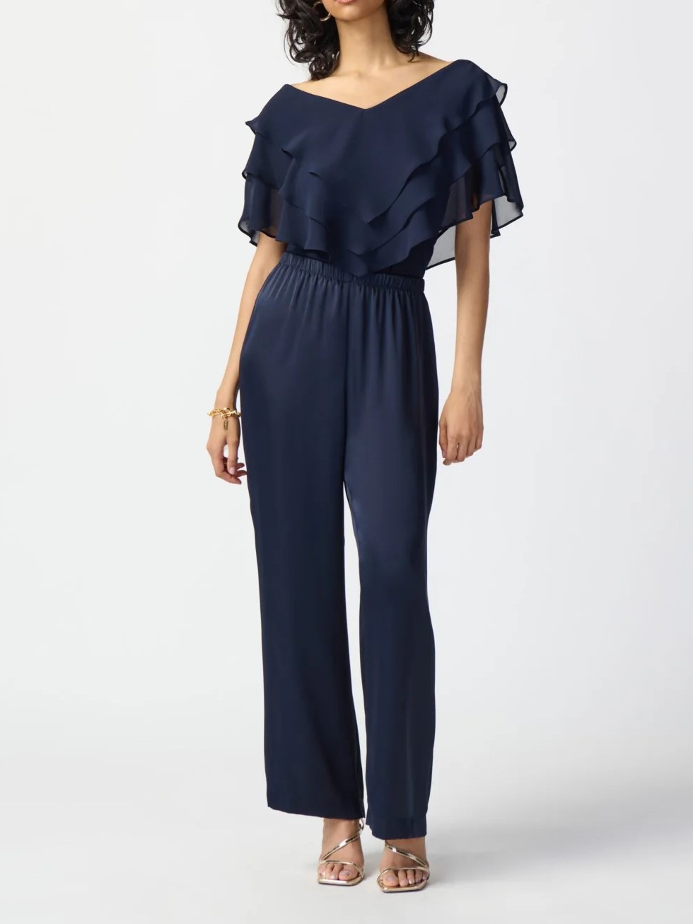 Navy Chiffon - Overlay Silky Knit Top